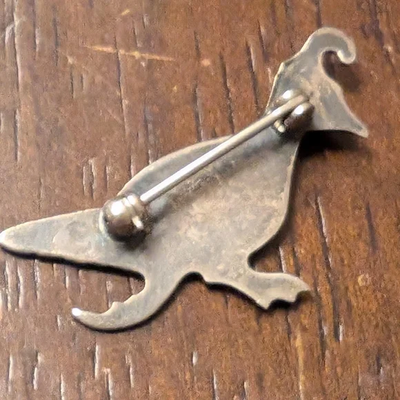 Sterling Silver Roadrunner Brooch with Turquoise Accent - Picture 2 of 3